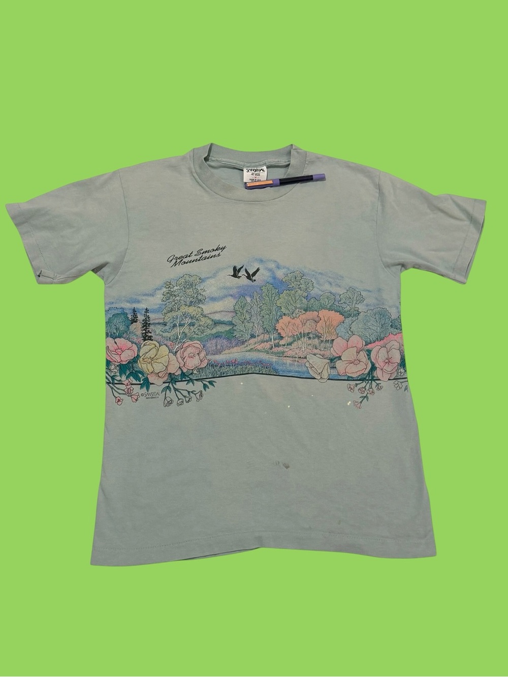 Vintage Great Smoky Mountains Single Stitch Shirt 90s Double Sided Tourist Med